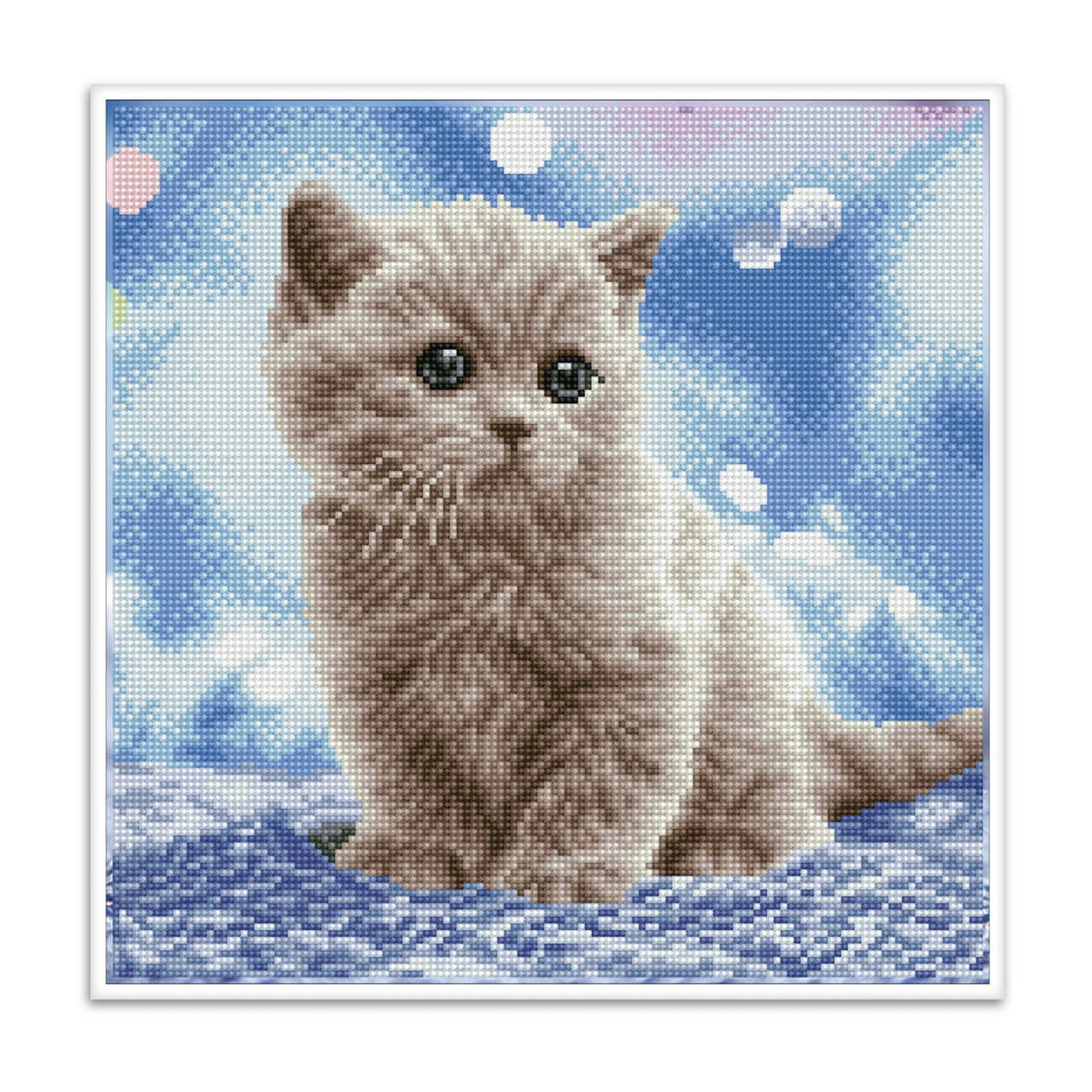 Diamond Dotz Bubbles - Pre-Framed Kit Cat Diamond Painting Kits for Adults - Diamond Art Kits a Relaxing Creative Craft Kit with Dotz Gems 13.5"x13.5"