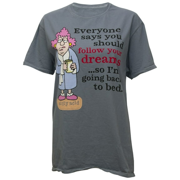 Aunty Acid "Follow Your Dreams" Women's Graphic Novelty T-Shirt in Grey, Medium
