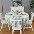 thumbnail image 2 of Light Blue Christmas Tree Pattern Round Tablecloth 60"x60",Wrinkle Wipeable Table Cloth for Kitchen Dining Room Picnic Patio Party, 2 of 6