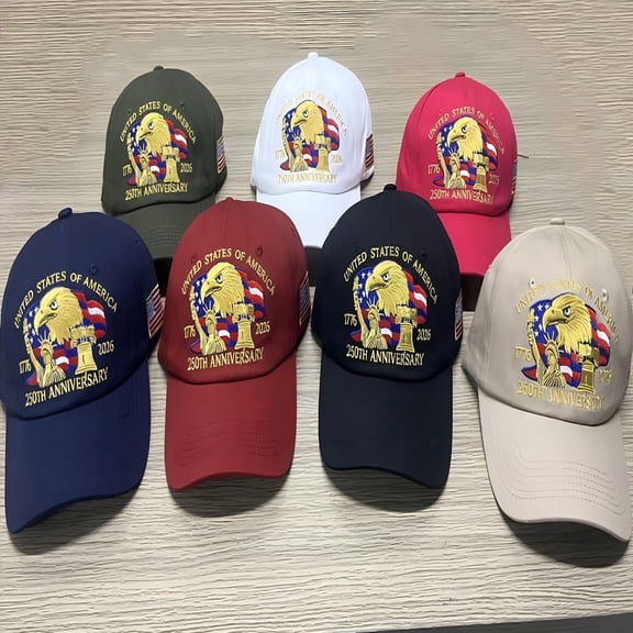 TELOLY 2026 New United States 250Th Anniversary Hat Adjustable Patriotic Bald Eagle Embroidery Baseball Cap for Men Women