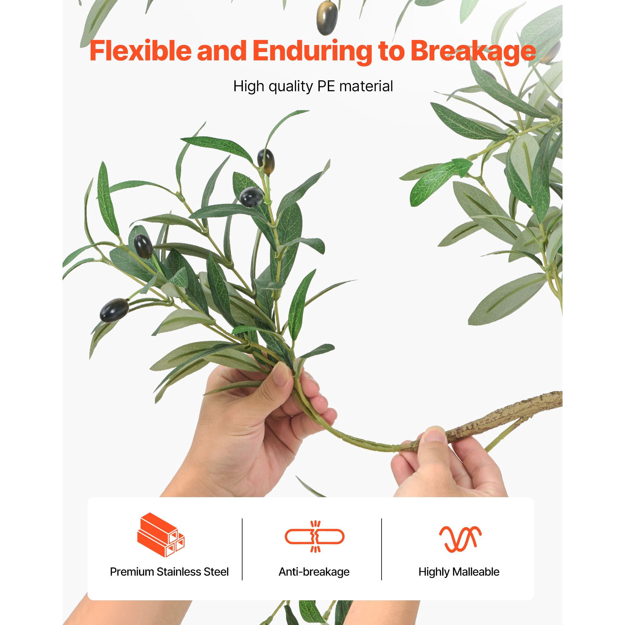 5FT Artificial Olive Tree with Black Pot, Realistic Leaves & Fruits, Adjustable Branches, for Home Office Corner Decor