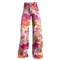 thumbnail image 4 of yunLCZ Womens Dress Pants Wide Leg Pants Woman High Waist Floral Patterned Pants Lightweight Loose Fit Casual Colorful Trouser Imitation Jeans, 4 of 4