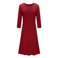 thumbnail image 5 of Lilgiuy Women Slim Fit Comfortable Button V-Neck Solid Color Casual Dress Red Fall Dresses for 2022 Spring Winter, 5 of 5