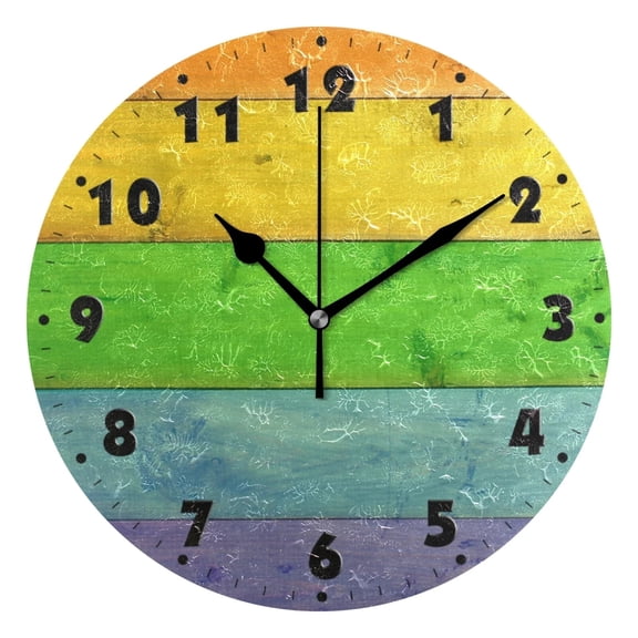 25cm Silent Wall Clock Battery Operated Non Ticking Vintage Wood Print Hanging Wall Watch for Kitchen Home Office Wall Decor（10 Inch）