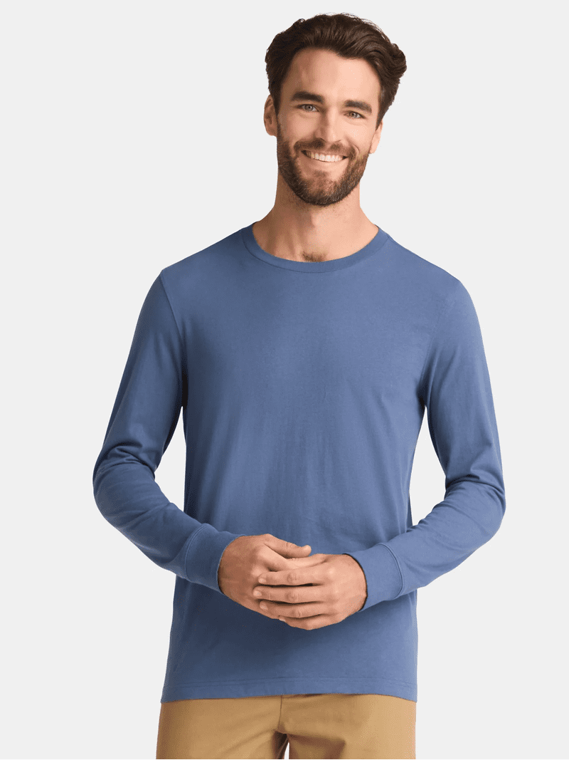トップス GARTER CREW NECK TEE 3 George Men's and Big Men's Cotton Crewneck Tee with Long Sleeves
