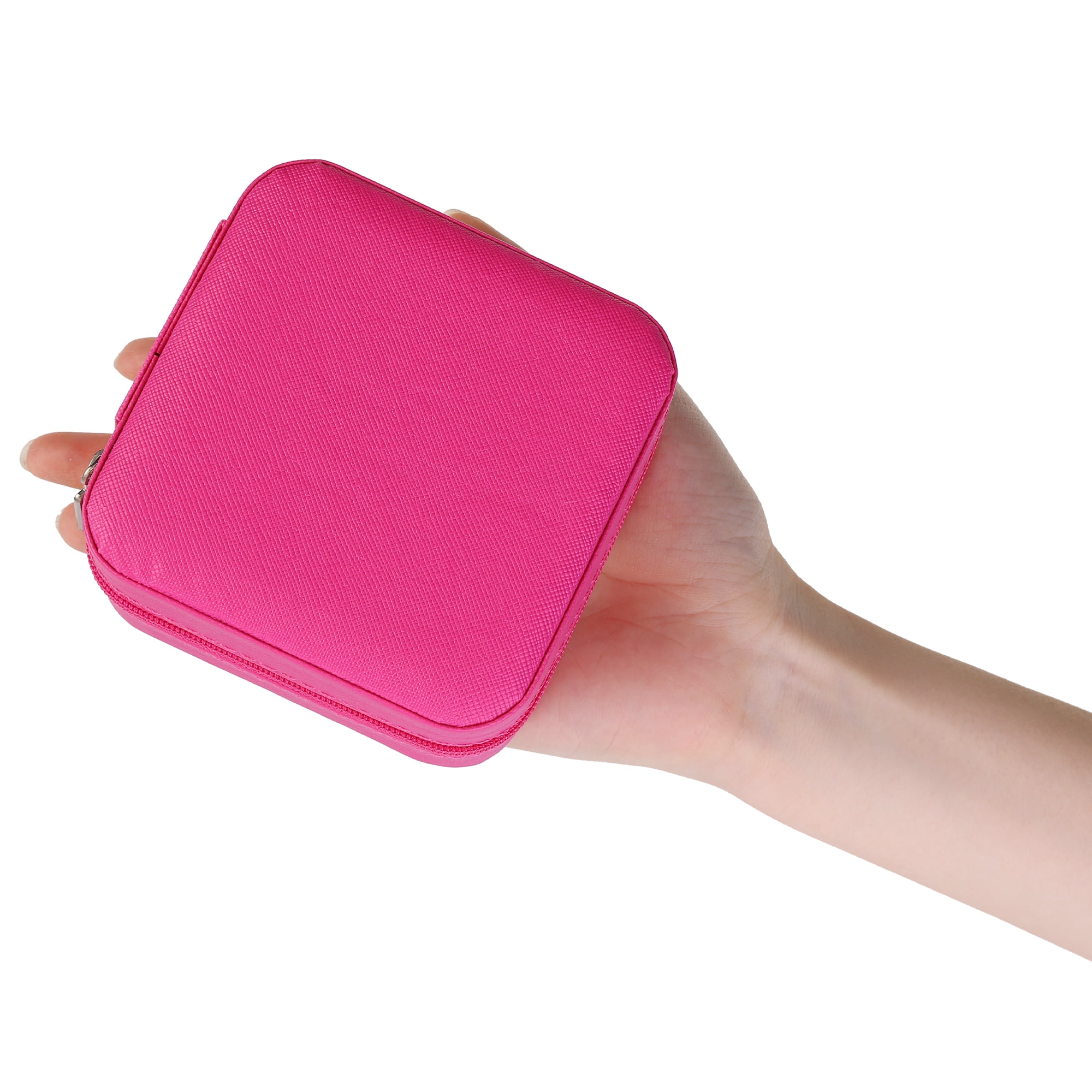 Unique Bargains Jewelry Box Small PU Leather Jewelry Organizer Case Storage Display Holder Rose