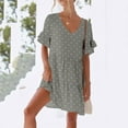 thumbnail image 2 of Yueyer Women's Fashion Sundress Summer Polka Dots Printed Ruffle Sleeve Loose Hem A-line Cute Mini Dresse, 2 of 8