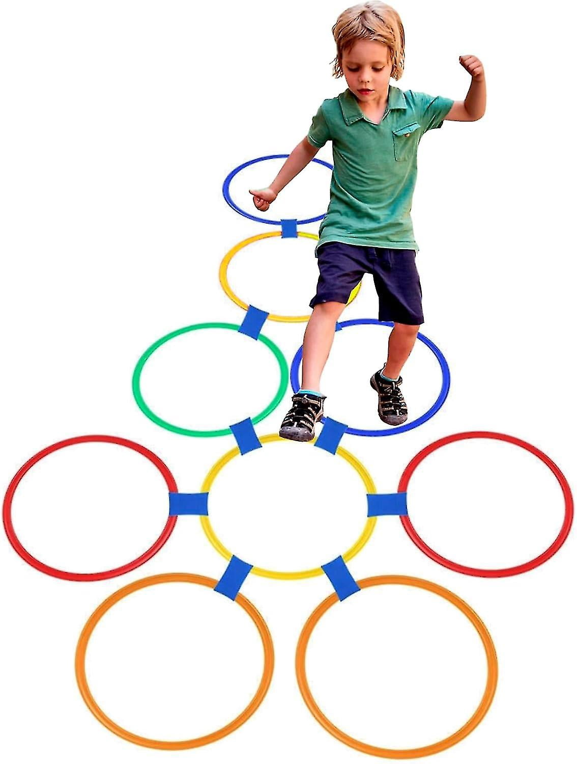 10 Anneaux De Marelle – Jeu D’agilité Pour Enfants, Intérieur/extérieur, Avec Sac De Rangement
