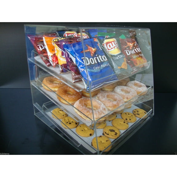 Displays2buy. Acrylic Case w/3 trays Pastry Bakery Donut Bagels Cookie