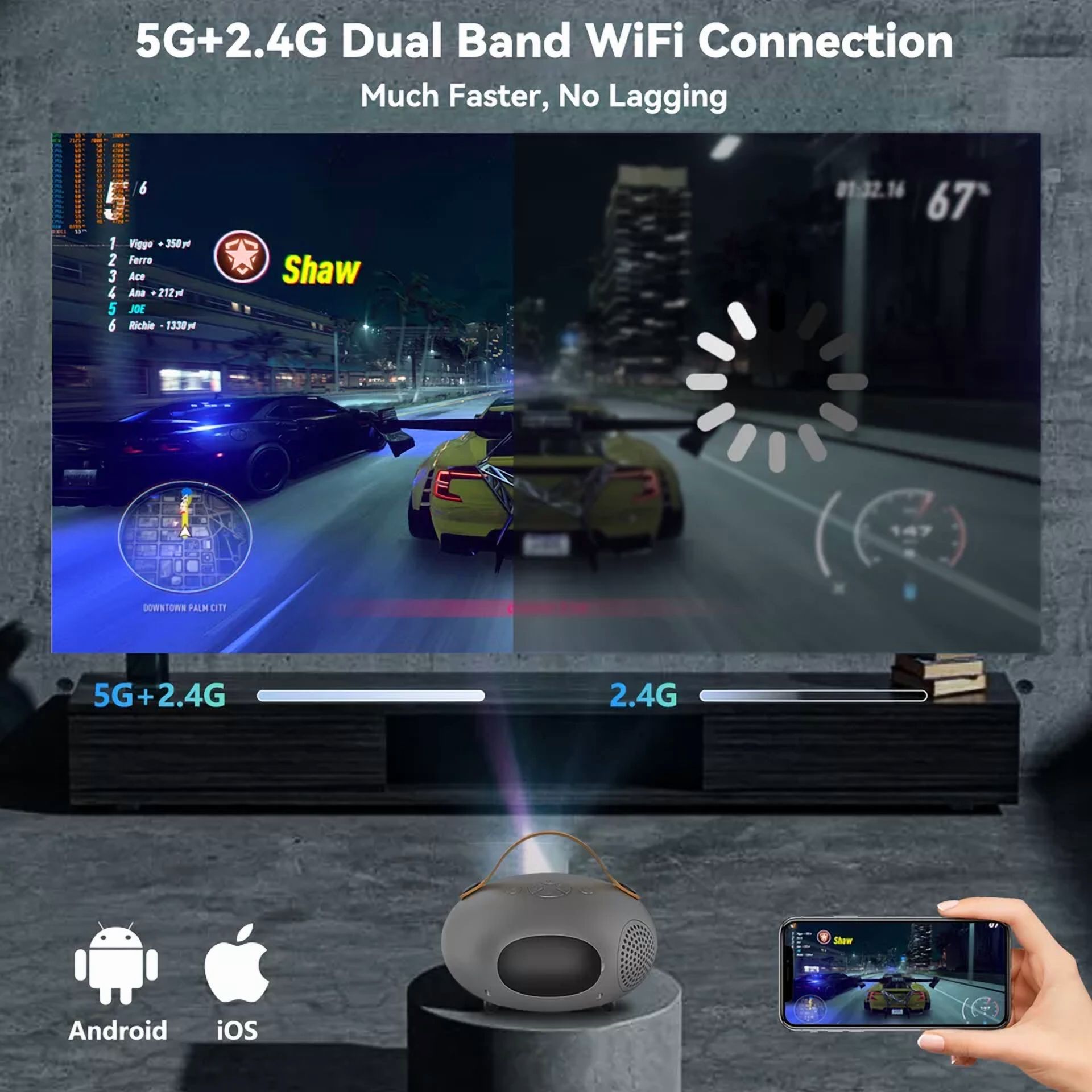1080P Projector 25000LMS 4K 3D 5G WiFi Bluetooth Video Home Cinema 250" Display