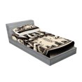thumbnail image 2 of Ambesonne Cat Fitted Sheet & Pillow Sham Set, Gentleman Kitties Playing Poker, Twin, Ivory Dark Taupe, 2 of 2