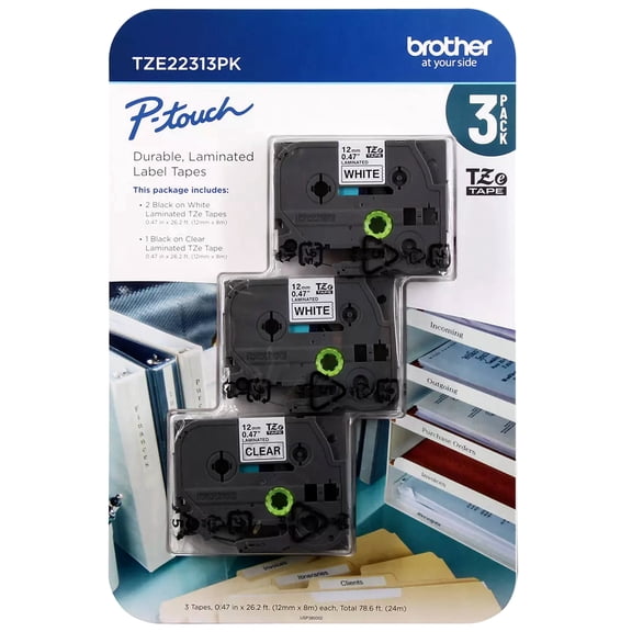 Brother P-Touch 3-Pack Laminated Tapes for Brother TZ and TZe Label Makers Machine