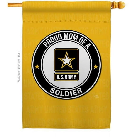 Breeze Decor  Proud Mom Soldier House Flag Armed Forces Army 28 x 40 in. Double-Sided Decorative Vertical Flags for Decoration Banner Garden Yard Gift