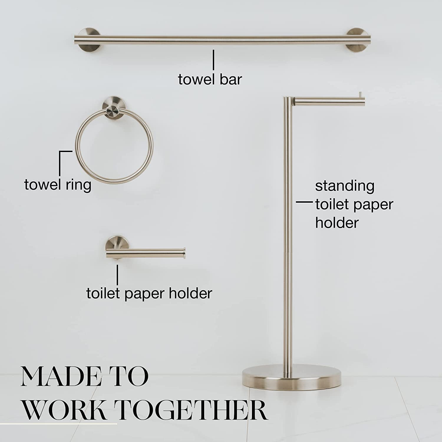 Marmolux Acc Brushed Steel Elegant Bathroom Hardware Free Standing Toilet Paper Holder, 1 Count