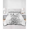 thumbnail image 2 of Quilts Twin Size Bedding Set, Black Grey Eucalyptus Leaves Lightweight Quilted Comforter, Spring Summer Botanical Floral Reversible Bedspread Coverlet with Pillow Covers for All Season, 68" x 86", 2 of 7