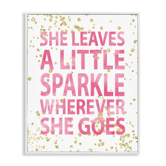 Stupell Industries She Leaves a Little Sparke Wall Plaque Graphic Art White Framed Art Print Wall Art, 24x30, by Susan Newberry Designs