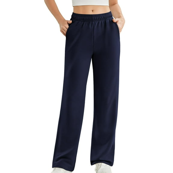 Maplenight Women's High Waisted Sweatpant Straight Leg Workout Sweat Pants with Pocket Elastic Waist Casual Trousers