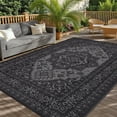 thumbnail image 3 of Garvee Outdoor Rug 8'x10' Waterproof Reversible Plastic Straw Rug, Indoor Outdoor Rug for Patio RV Camping Balcony Deck Backyard, Black & Gray, 3 of 8