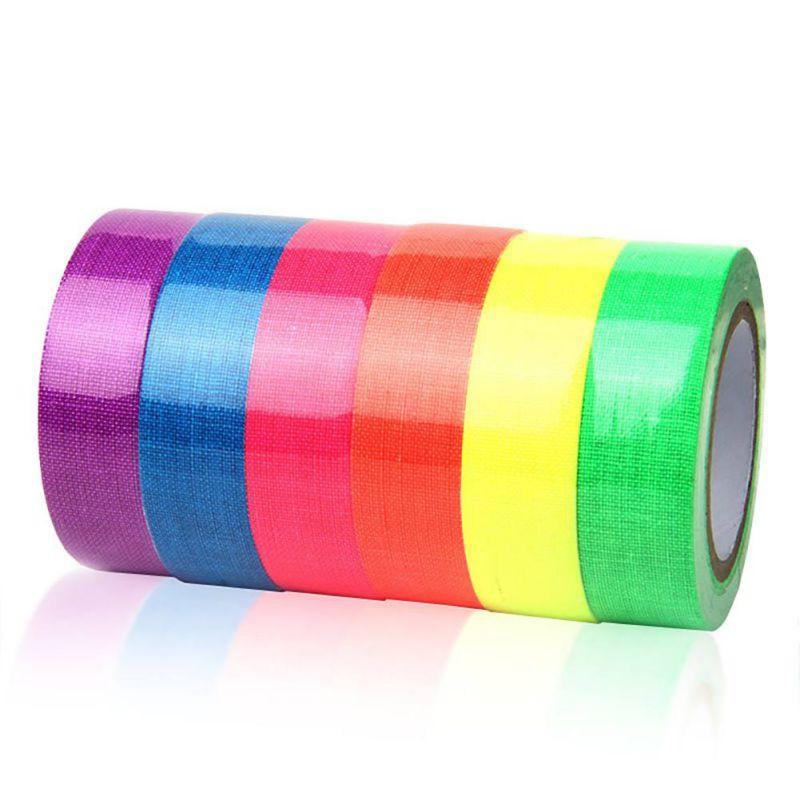 Whaline 6 Colors Neon Gaffer Cloth Tape 0.6 inch x 16.5 feet Fluorescent UV Blacklight Glow in The Dark Tape for UV Party