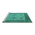 thumbnail image 2 of Ahgly Company Machine Washable Indoor Round Oriental Turquoise Blue Industrial Area Rugs, 6' Round, 2 of 4