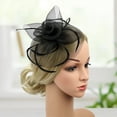thumbnail image 4 of Fausse Plume Filet Chapeau Fascinator Arc Fleur Forme Cocktail Coiffure Ornement de Cheveux, 4 of 10