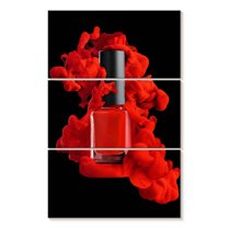 Elephant Stock Smoky Red Nail Polish Wall Art - Vertical Multi Panel Canvas - Lobby Wall Decor - Fashion And Beauty Multi Panel - Red And Black Decor - 28" x 45"
