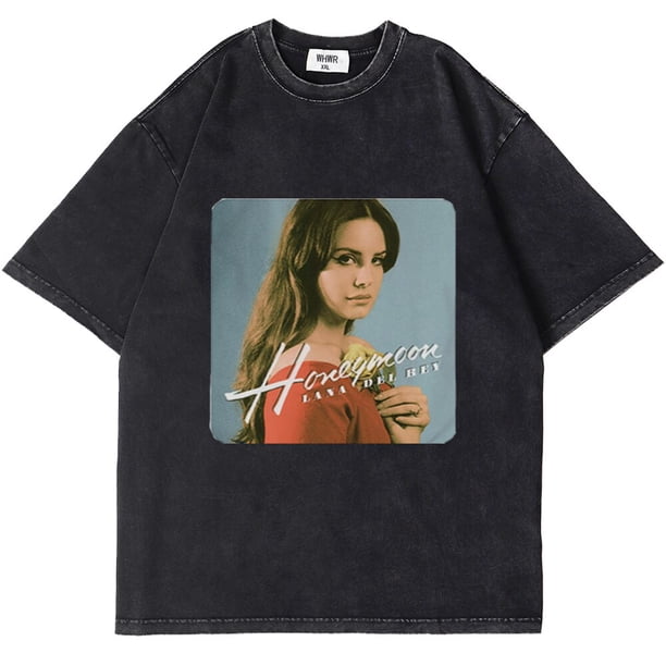 Camiseta con estampado de Lana Del Rey para hombre y mujer, camisetas Vintage lavadas, ropa de calle de Hip Hop, camisetas de algodón 100%, Tops informales de gran tamaño