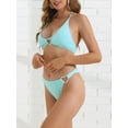 thumbnail image 2 of DARING DIVA Women's Ribbed Textured Halter Bikini Set Large Light Blue, 2 of 6