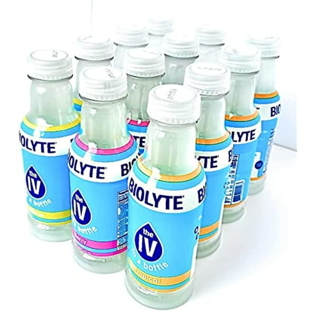 Biolyte Electrolyte Drink, Variety 12 Pack Iv Liquid Bottle For Dehydration Hydration
