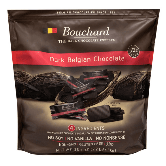Bouchard Belgian Dark Chocolate Napolitains (72% Cacao) 35.3 OZ (2.2 LB/1KG)