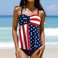 thumbnail image 2 of Bjutir Usa Bathing Suit Women American Flag Stars Stripes Print Two Piece Swimsuits Straps High Waisted Patriotic Tummy Control Swimwear Summer Beach Vacation Women Tankini Set Black L, 2 of 7