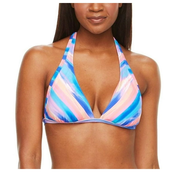 S.O.S. Sun Ocean Sand Blue Tassel Back Halter Bikini Top Swimwear 36C