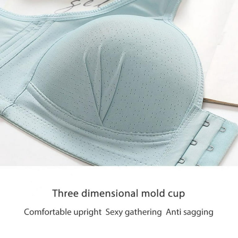 3Pack Everyday Cotton Front Closure Bras - Women's Front Easy Close Builtup  Sports Push Up Bra with Padded 