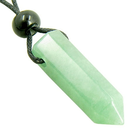 Green Rutilated Quartz Necklace - Money Talisman Lucky Crystal Point Green Quartz Pendant Necklace