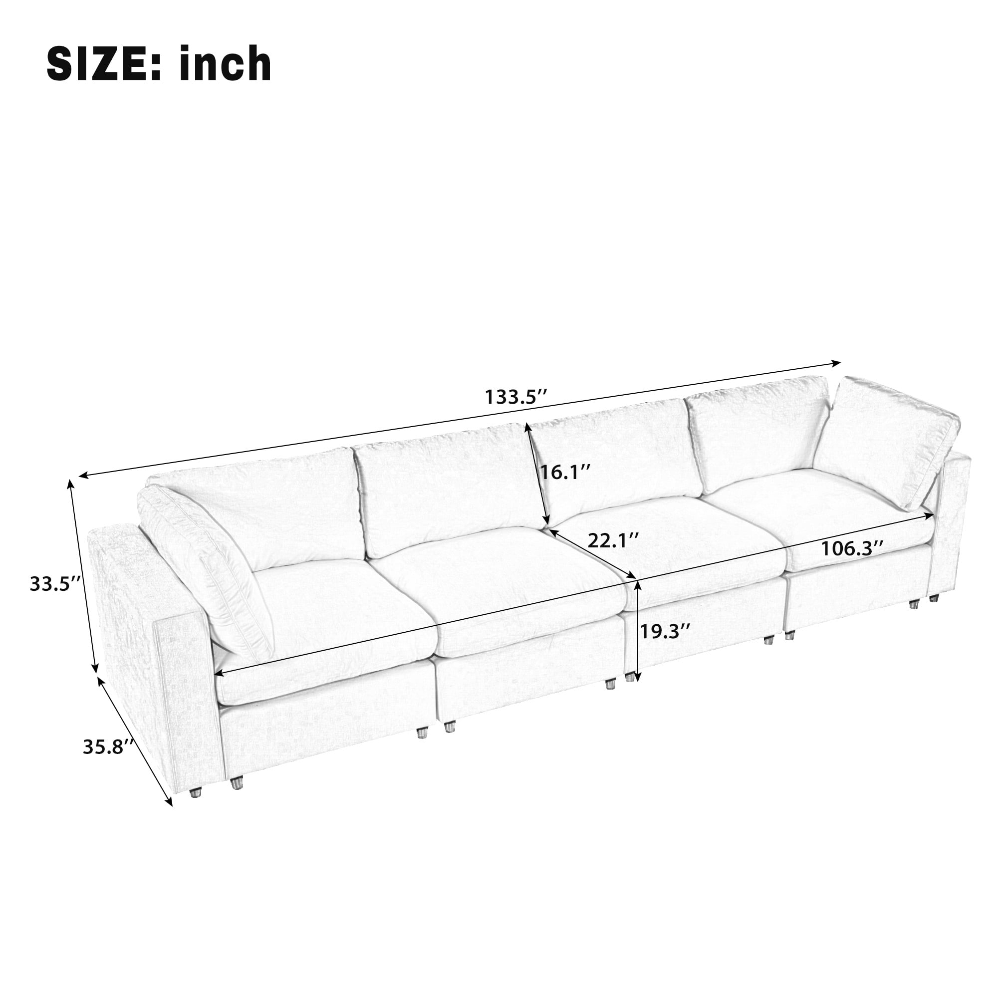 Harper & Bright Designs Modular Sectional Sofa with Storage, Free-combined Sectional Convertible Couch with SB Charge Ports, Wireless Charging and Built-in Bluetooth Speaker in Arm, Beige