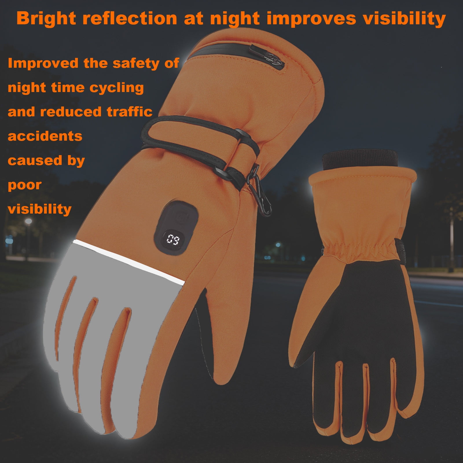Heated Gloves For Men Women Rechargeable Electric Warm Winter Gloves For Motorcycle Skiing Bike Hunting Camping (Free Size, Orange)