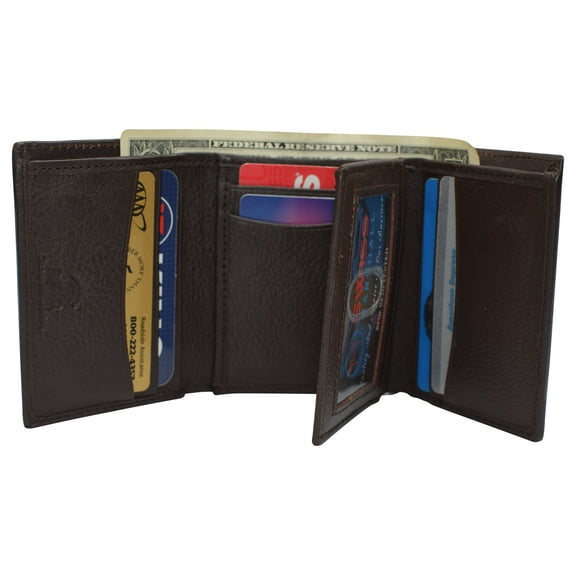 RFID Blocking Trifold Wallets for Men Genuine Leather Extra Capacity Middle Flap ID Tri-fold Men's Wallet