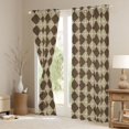 thumbnail image 3 of Homewish Brown Rhombus Checkered Blackout Curtains Set of 2 (52x84 Each),Retro Boho Geometric Window Curtains,Bohemian Plaid Print Curtains and Drapes For Girls Teens,Breathable Home Decor, 3 of 6