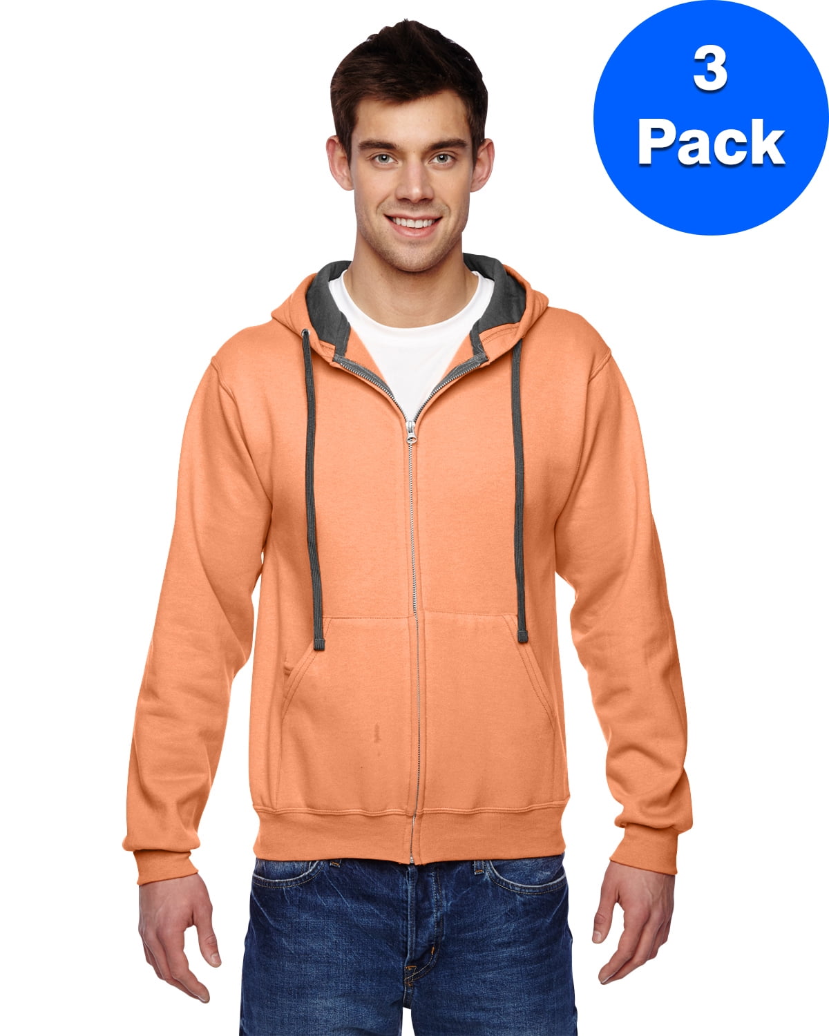 Fruit of the Loom - Mens Full-Zip Hooded Sweatshirt SF73R (3 PACK) - Walmart.com - Walmart.com