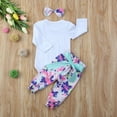 thumbnail image 4 of Newborn 3Pc Baby Girl Outfit Long Sleeve Letter Romper Floral Pants Clothes Set, 4 of 8
