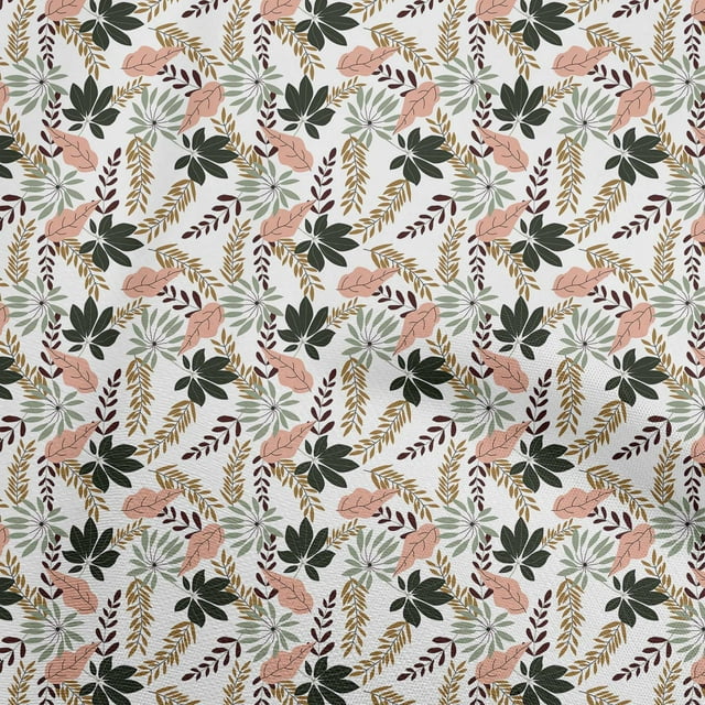oneOone Rayon White Fabric Tropical Leaf Sewing Material Print Fabric By The Yard 56 Inch Wide