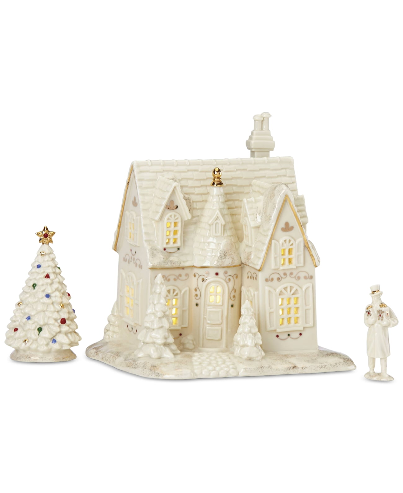LENOX Mistletoe Park Cottage 3Pc. Starter Set, House, Xmas Tree