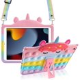 thumbnail image 1 of Funda para iPad 10.2 para iPad 9.ª 8.ª 7.ª generación con llavero de cordón con función atril, funda de silicona con burbujas para niñas y mujeres, bonita funda protectora para Fokelyi CW-CC293, 1 of 8