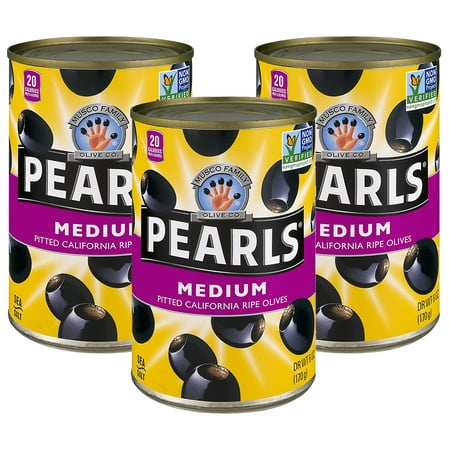 (3 Pack) Musco Family Olive Company Pearls Pitted California Ride Olives, Medium, 6