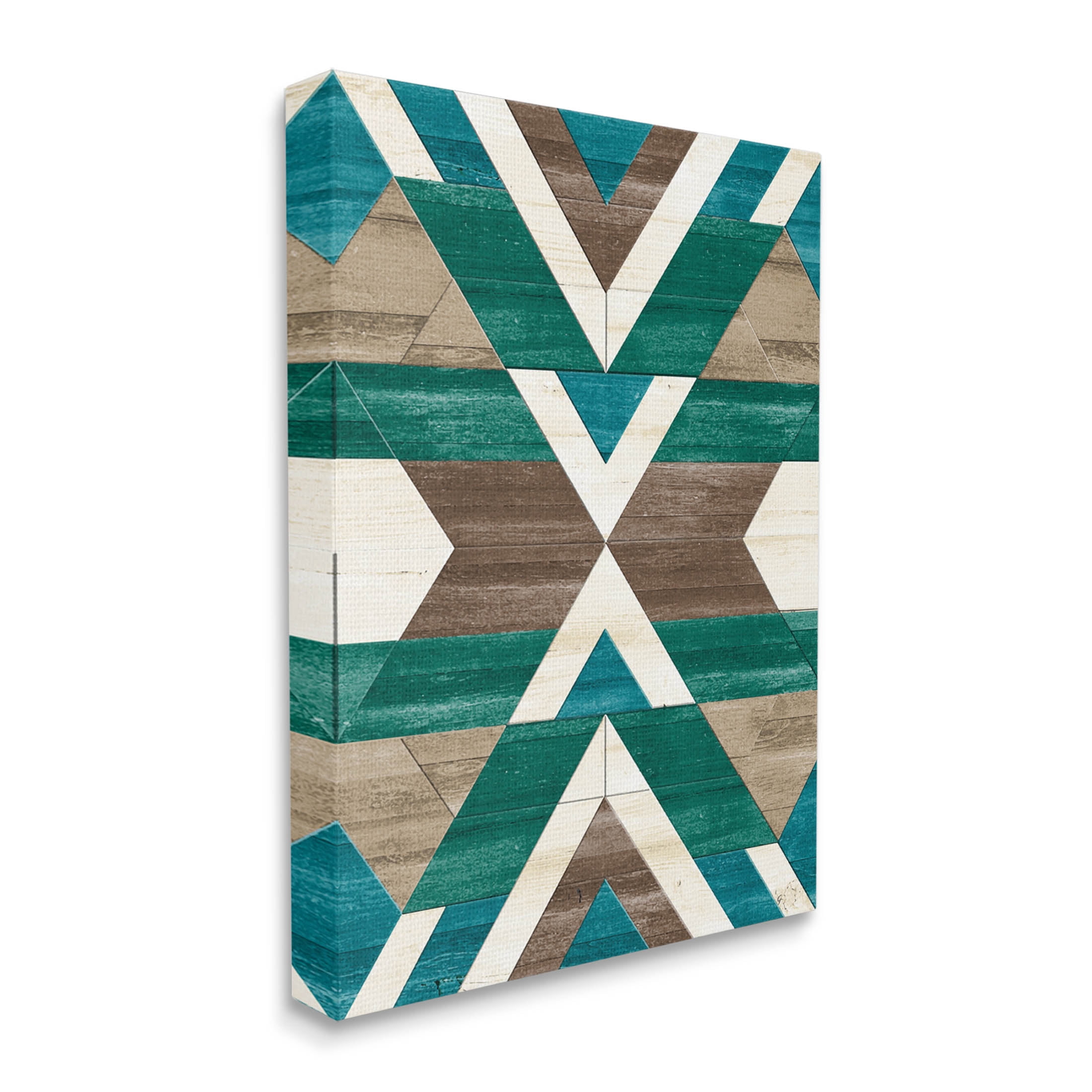 Green Aztec Geometric Pattern Abstract Graphic Art Gallery Wrapped Canvas Print Wall Art