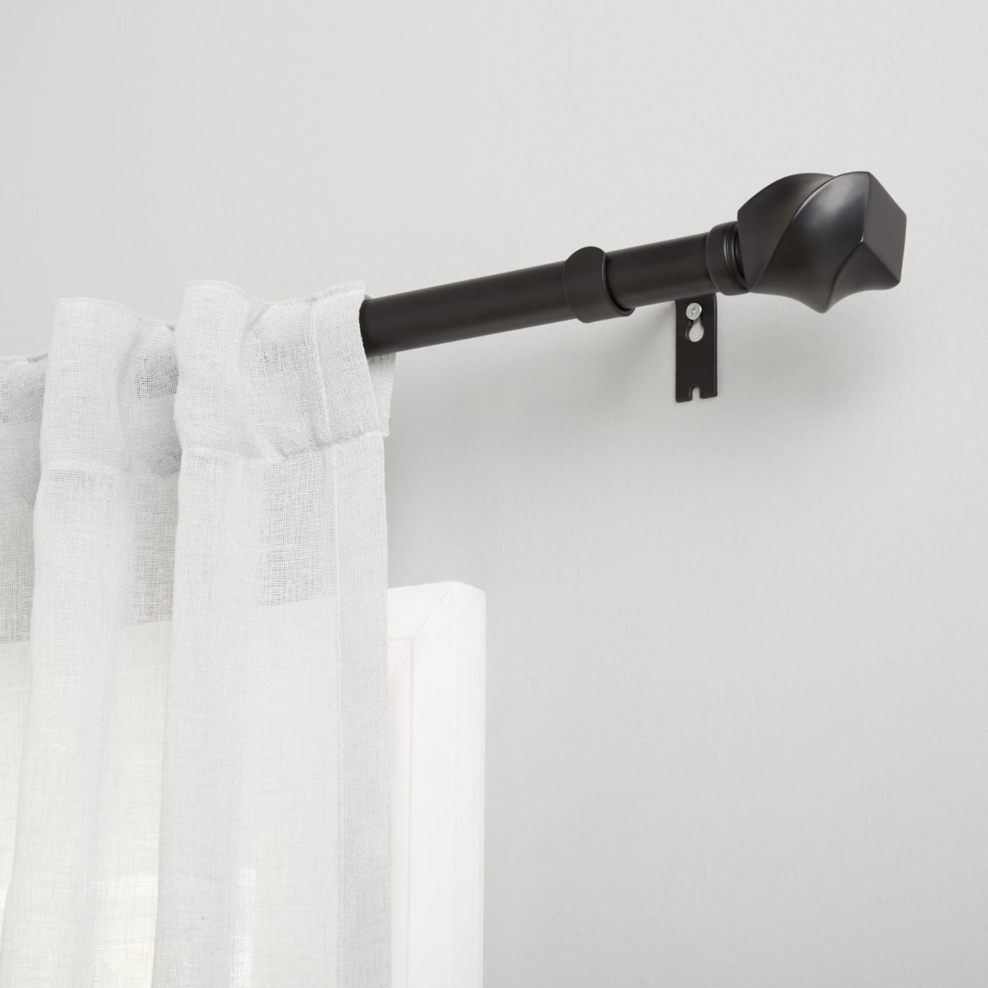 Exclusive Home Twist 1" Window Curtain Rod and Finial Set, Adjustable 66"-120", Matte Black