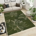 thumbnail image 2 of Dark Green Golden Lotus Indoor Area Rugs, Simple Line Flowers Non-Slip Kids Rug, Upholstery Rug with Non-Slip Backing for Kids Boys Girls Bedroom Living Room Dining Room Study 5x6ft, 2 of 7