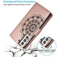 thumbnail image 3 of Mandala Wallet Case for Samsung Galaxy S21 5G,Detachable 2 in 1 PU Leather Flip Case with Magnetic Button Lanyard (9Card Slots+3Pockets+1Driver's License Pocket)-Rose Gold, 3 of 12