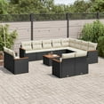 thumbnail image 1 of vidaXL 13 Piece Garden Sofa Set with Cushions Black Poly Rattan, 1 of 5