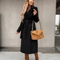 thumbnail image 4 of Women's Long Trench Coat Windproof Classic Lapel Overcoat Trench Solid Petite Notched Lapel Business Blazer Long Winter Coats, 4 of 8